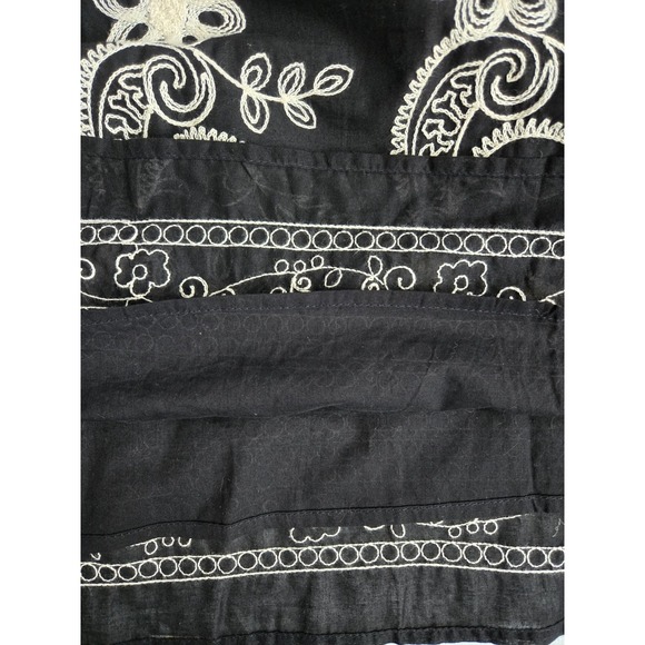 Studio West Apparel Women's L Black Cotton A-Line Skirt with Embroidered Flowers - Picture 5 of 12